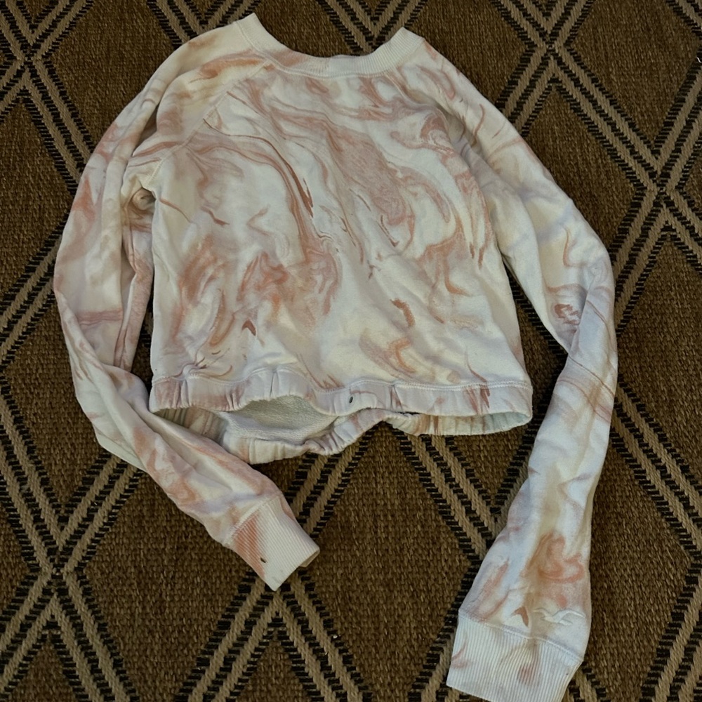 Blush & White Marble Hollister Drawstring Sweater